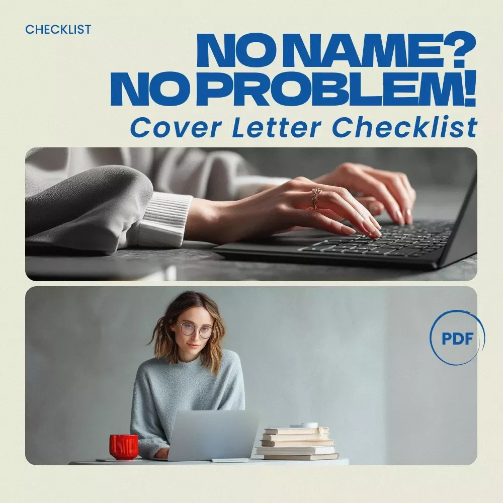 The “No Name? No Problem!” Cover Letter Checklist – How to Address a Cover Letter With No Name | Job Application Guide, Hiring Manager Greeting Tips, Career Resource Digital Download
