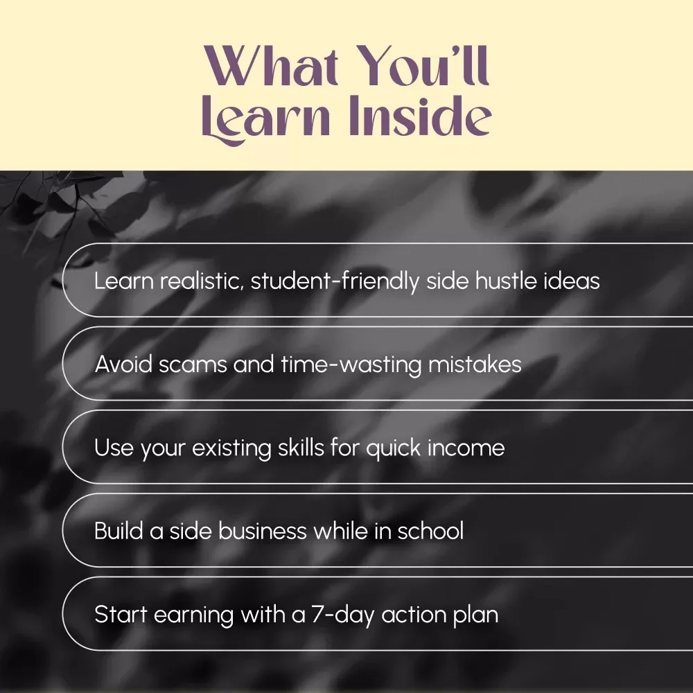 Dorm Room Dollars: Smart Side Hustles for College Students That Actually Work | Digital Guide for Student Entrepreneurs, eBook, Checklist