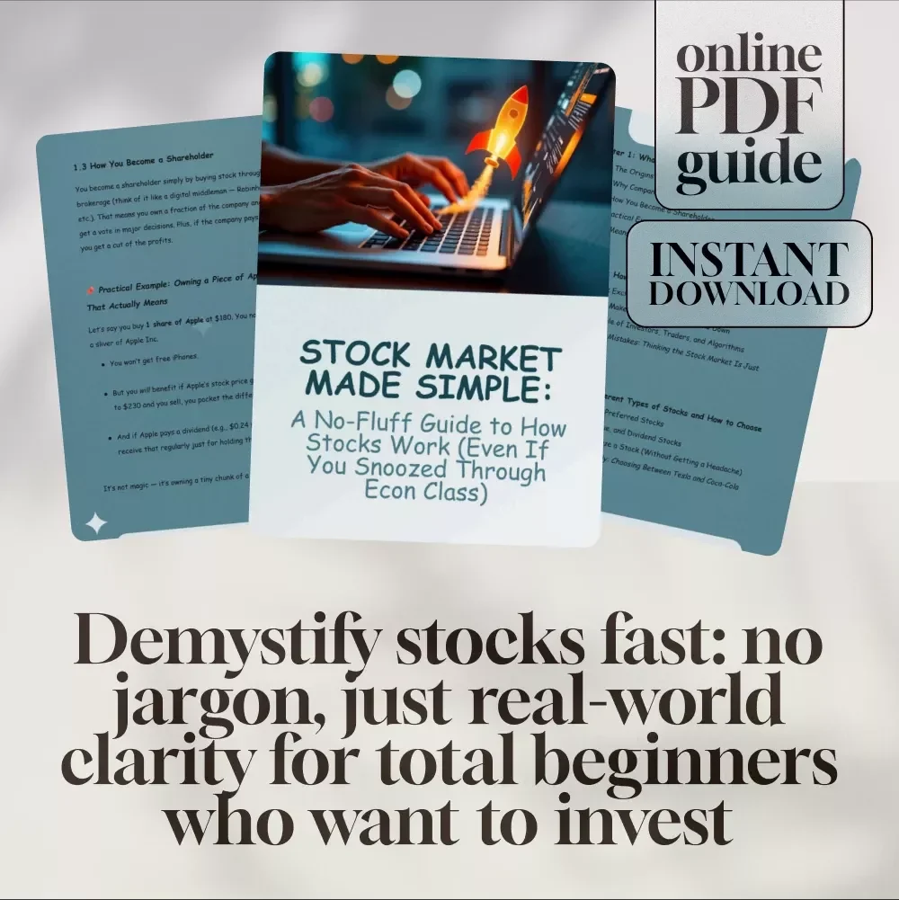 Stock Market Made Simple: A No-Fluff Guide to How Stocks Work (Even If You Snoozed Through Econ Class) | Beginner's Guide eBook | How Stocks Work for Dummies | Digital Download