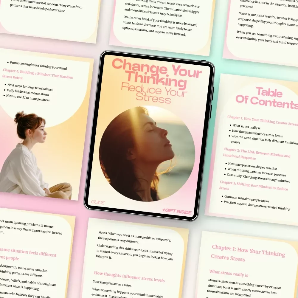 Change Your Thinking Reduce Your Stress Guide | How Mindset Affects Stress | Mindset Reset eBook, Stress Relief Workbook, Mental Clarity Digital Download