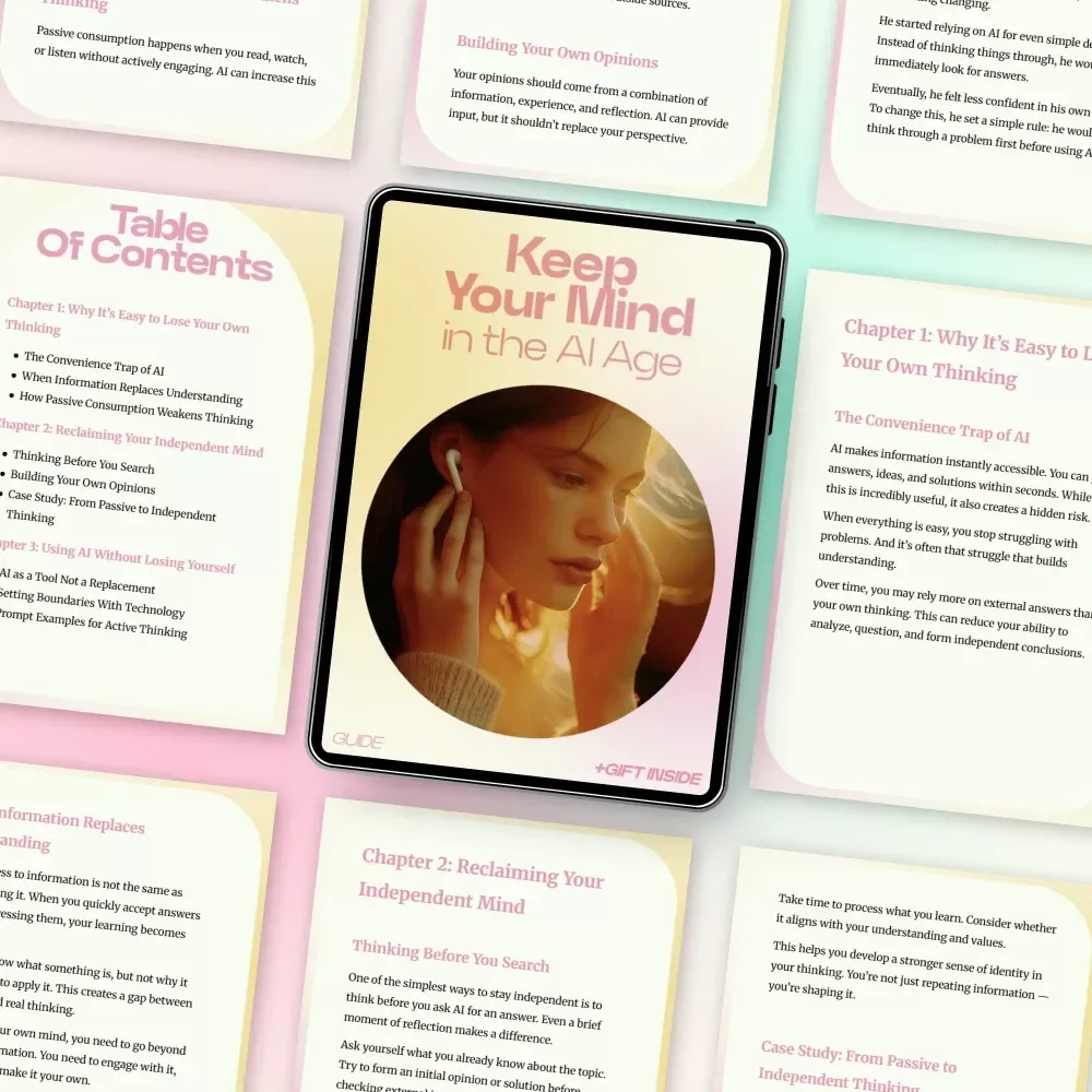 Keep Your Mind in the AI Age – A Practical Guide on how to maintain your own mind in an ai world | Digital Download for Focus, Critical Thinking & Independent Thinking Skills