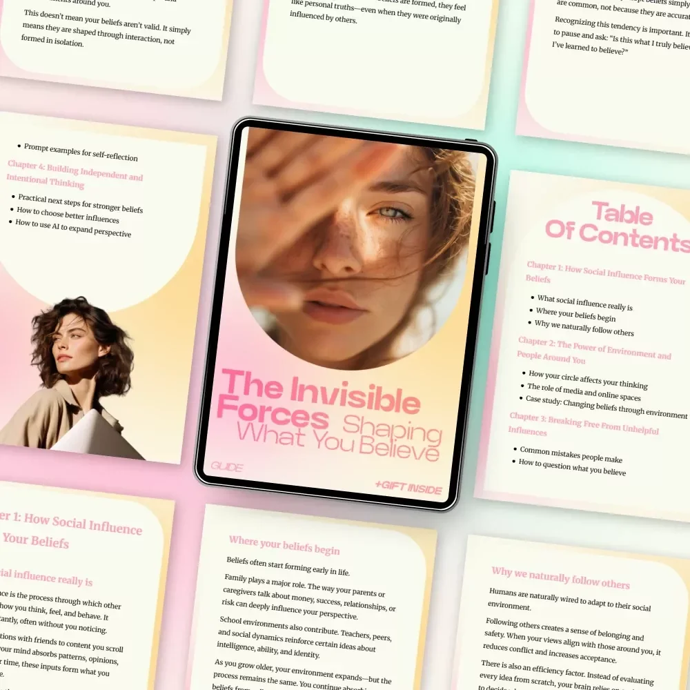 The Invisible Forces Shaping What You Believe – A Powerful Guide on how social influence shapes beliefs, Mindset Awareness eBook, Critical Thinking & Self-Reflection Toolkit