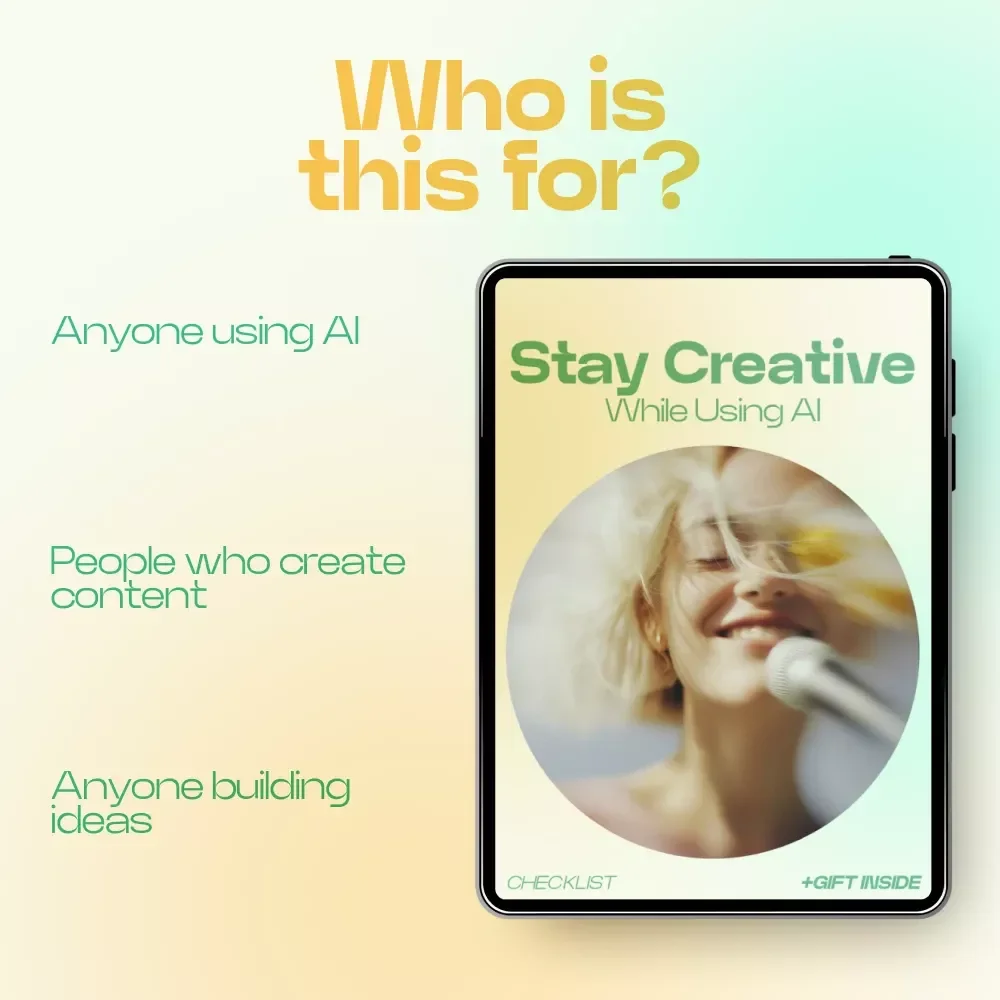 Stay Creative While Using AI – Checklist Guide for How to Stay Creative When Using AI Tools, Digital Download for Writers, Creators & Entrepreneurs