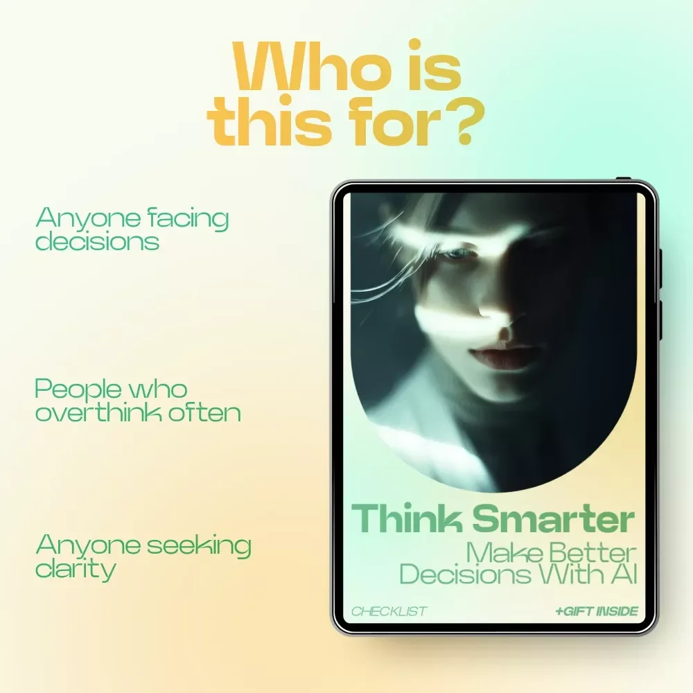 Think Smarter Make Better Decisions With AI – AI as a Thinking Partner for Better Decisions Checklist, Digital Download, Productivity & Clarity Tool