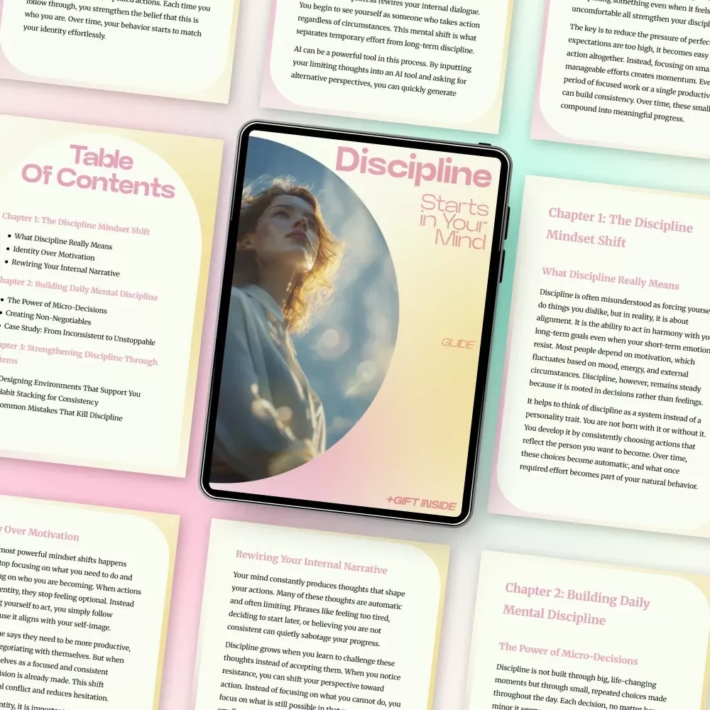 Discipline Starts in Your Mind – Digital Guide on how to build discipline through mindset | Self-Discipline eBook, Habit Building System, Productivity & Mental Strength Toolkit