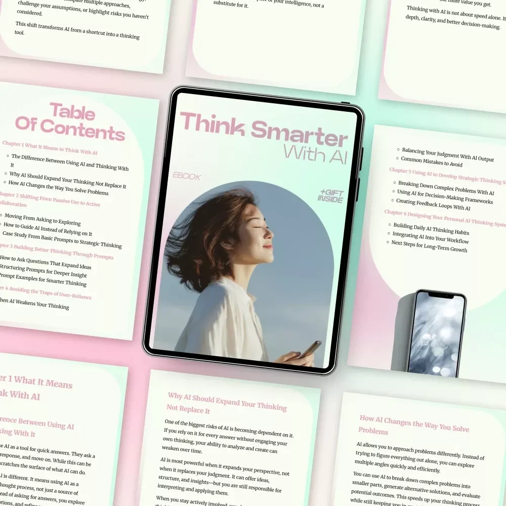 Think Smarter With AI – How to Think With AI Not Just Use It | AI Thinking Guide, Prompt Strategy eBook, Digital Download for Smarter Decision Making