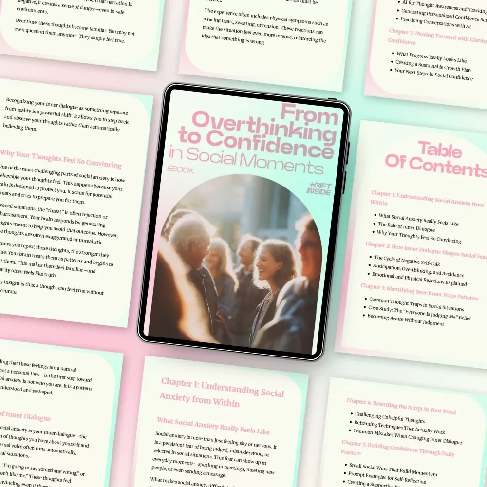 From Overthinking to Confidence in Social Moments – A Practical eBook Guide to Social Anxiety and Inner Dialogue, Build Confidence, Rewire Negative Thoughts, Self-Help Digital Download