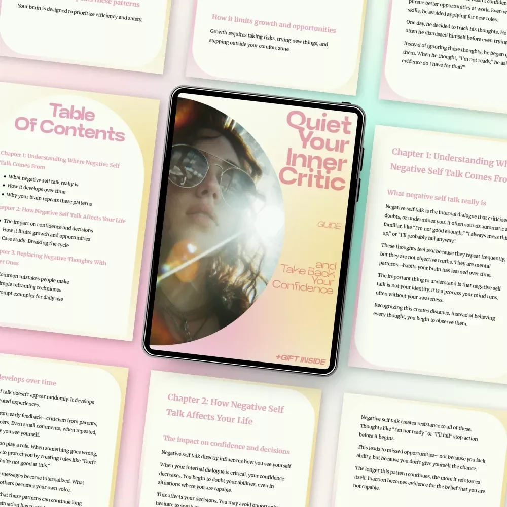 Quiet Your Inner Critic and Take Back Your Confidence – How to Stop Negative Self Talk Guide, Confidence Building eBook, Mindset Reset Checklist, Self Growth Digital Download
