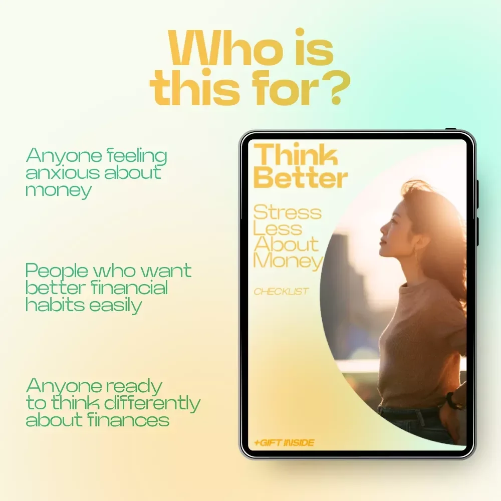 Think Better Stress Less About Money Checklist – How Thinking Affects Financial Stress, Mindset Shift Guide for Financial Clarity & Control, Printable Money Mindset Reset Tool