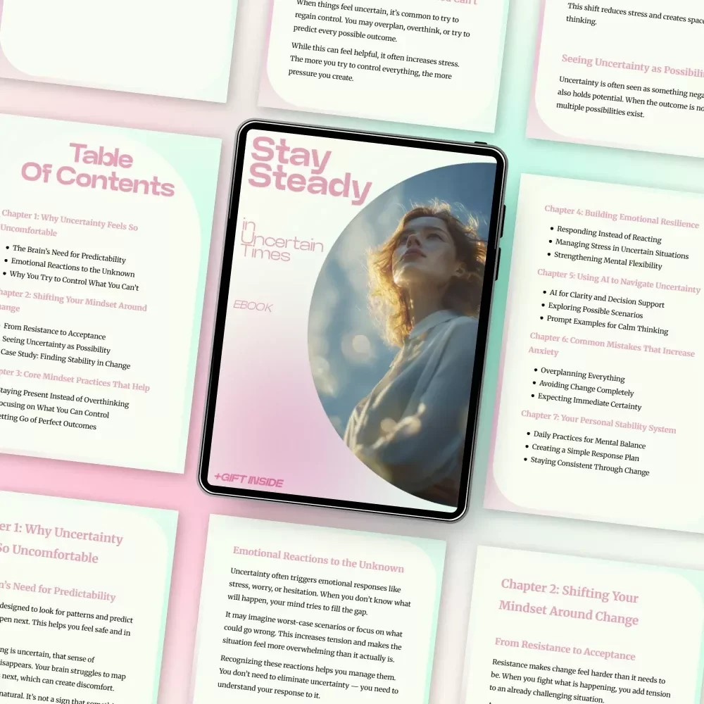 Stay Steady in Uncertain Times – Mindset Practices for Handling Change and Uncertainty eBook, Emotional Resilience Guide, Mental Clarity & Calm Thinking Toolkit