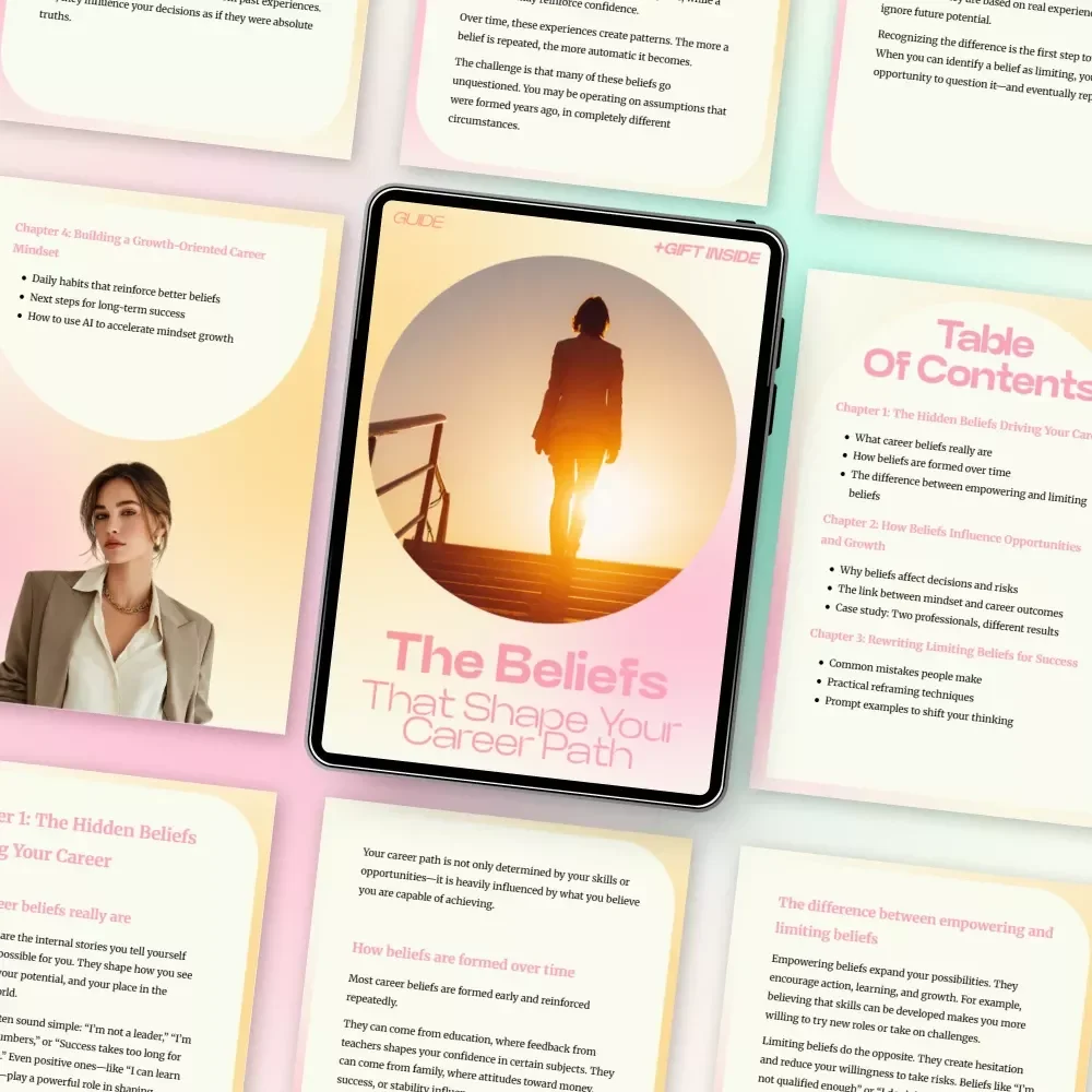The Beliefs That Shape Your Career Path – A Powerful Guide on How Beliefs Affect Career Success, Mindset Shift Workbook, Career Growth Strategy eBook, Limiting Beliefs Reset