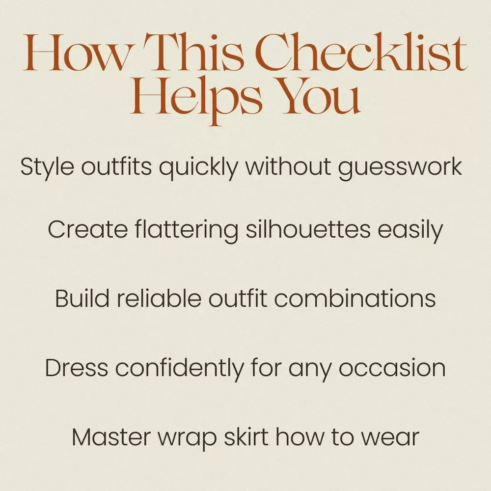 Wrap Skirt Styling Checklist Look Effortless Every Time – wrap skirt how to wear Guide, Outfit Planning Checklist, Style System Download