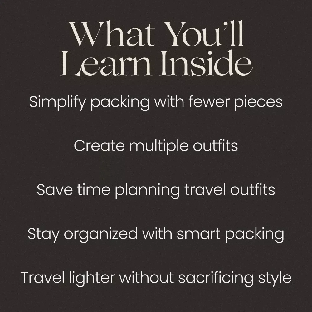 The Easy Vacation Capsule Wardrobe – Travel Packing Guide, Minimalist vacation capsule wardrobe eBook, Mix & Match Outfit Planner, Smart Packing Checklist