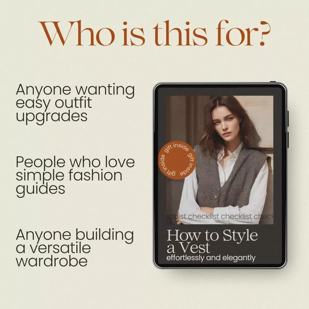 How to Style a Vest Effortlessly and Elegantly – Chic Vest Outfit Ideas for Women Checklist, Capsule Wardrobe Styling Guide, Modern Fashion PDF Download