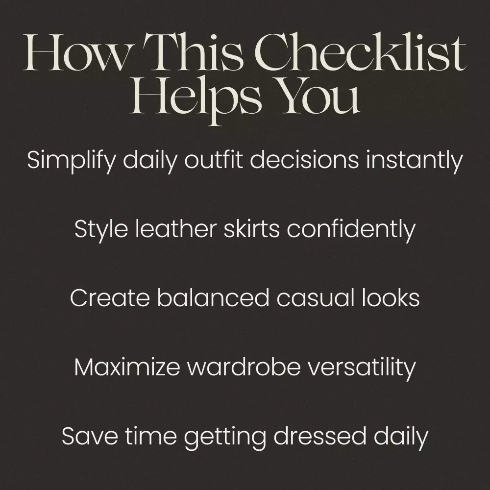 Casual Chic Leather Skirt Styling Checklist for Effortless Leather Skirt Outfits Casual Looks | Everyday Style Guide Digital Download