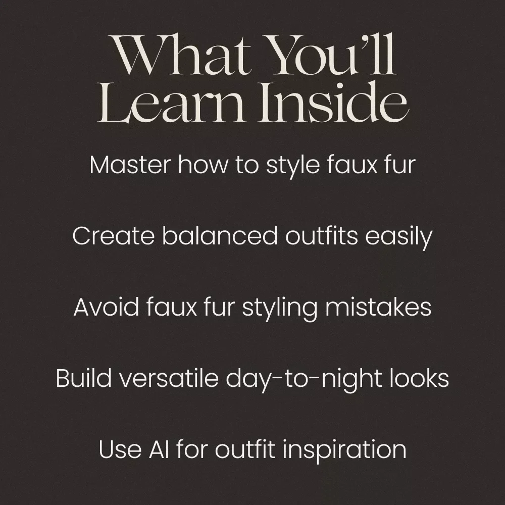 Soft Luxury With Faux Fur Style Guide | How to Style Faux Fur eBook, Chic Outfit Ideas, Elegant Styling Tips, Digital Download Fashion Guide