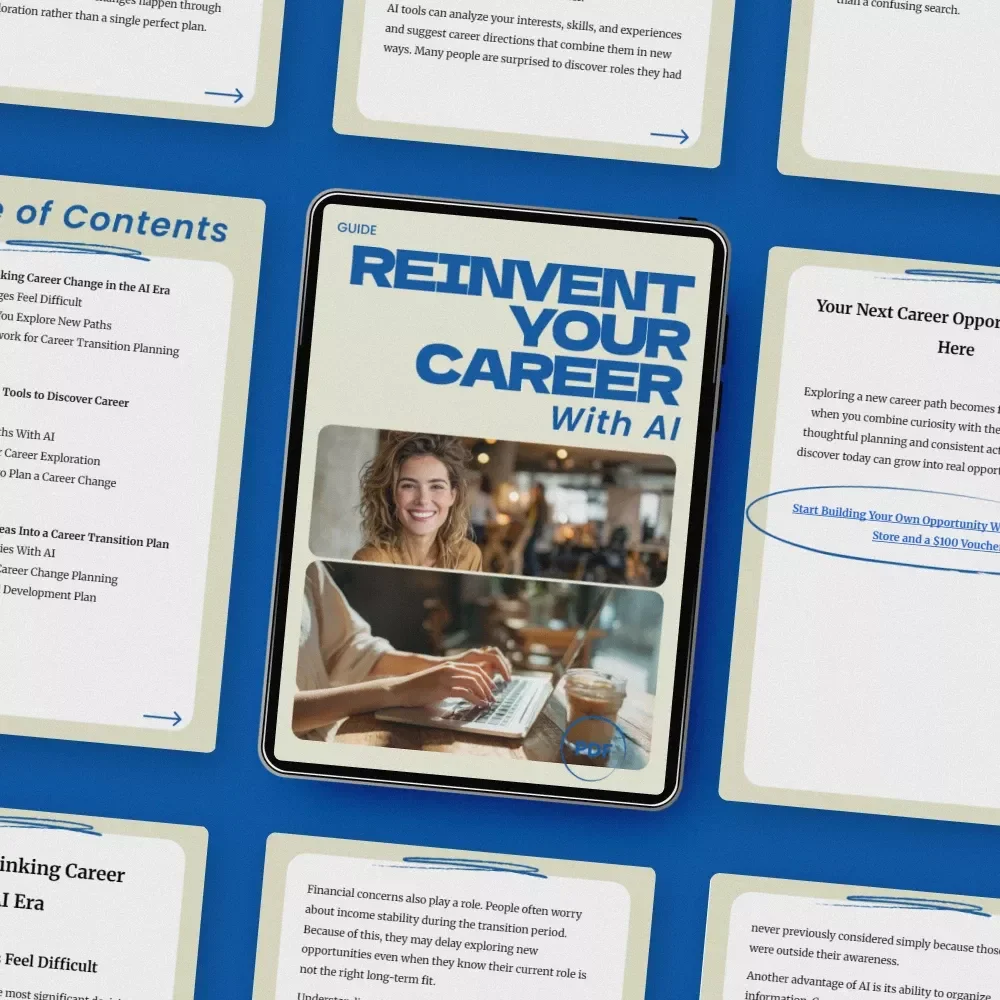 Reinvent Your Career With AI – AI Tools for Career Change Planning Guide, Career Transition Workbook, Digital Download for Smart Career Shifts