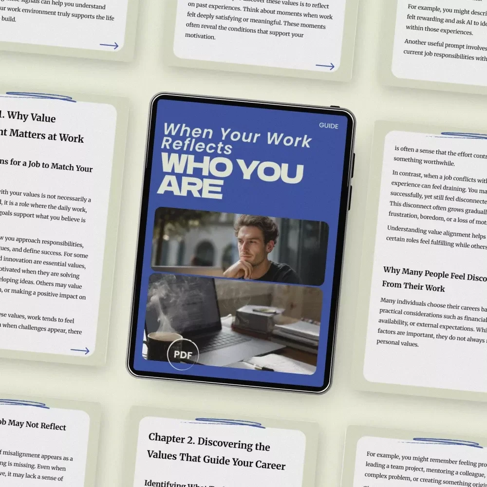 When Your Work Reflects Who You Are – A Guide on how to know if your job aligns with your values, Career Clarity Workbook, Value Alignment Checklist, Purpose-Driven Work eBook