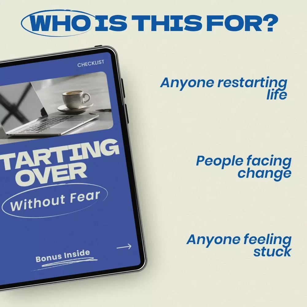 Starting Over Without Fear Checklist – Overcome Fear of Change When Starting Over in Life, Life Reset Guide, Personal Growth Planner, Mindset Shift Workbook