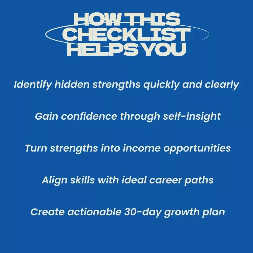 Discover What Makes You Powerful – AI-Powered Checklist for Personal Strengths Analysis with AI Tools, Self-Discovery Workbook, Career & Growth Guide
