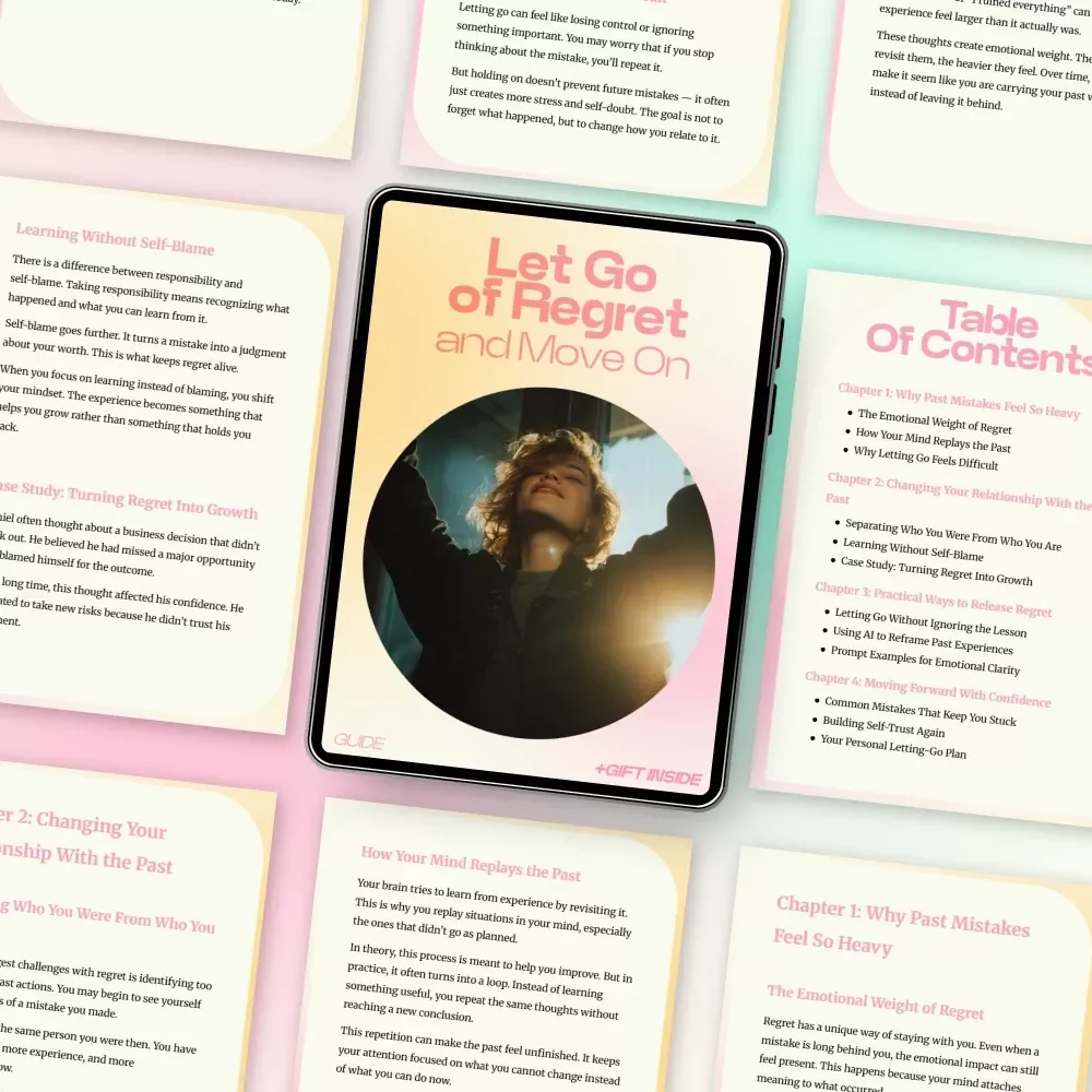 Let Go of Regret and Move On – A Powerful Guide for letting go of past mistakes and regret, Emotional Healing, Self Growth, Mindset Reset Digital Download