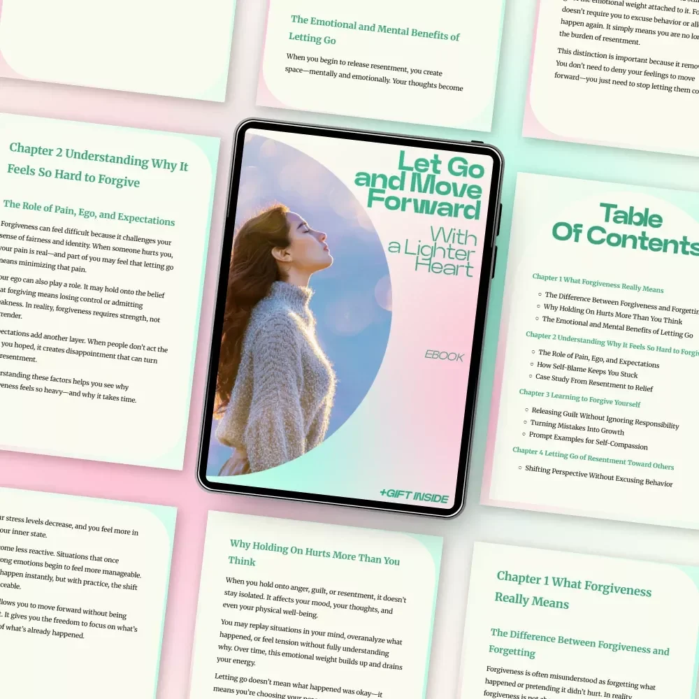 Let Go and Move Forward With a Lighter Heart – eBook Guide on how to forgive yourself and others, Emotional Healing & Letting Go Workbook