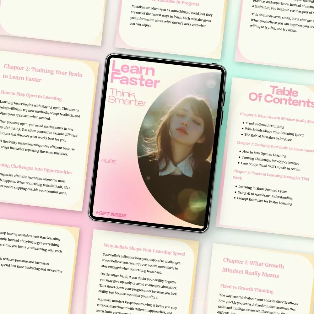 Learn Faster Think Smarter – How to Learn Faster with a Growth Mindset Guide | Brain Training eBook for Productivity, Focus & Skill Mastery
