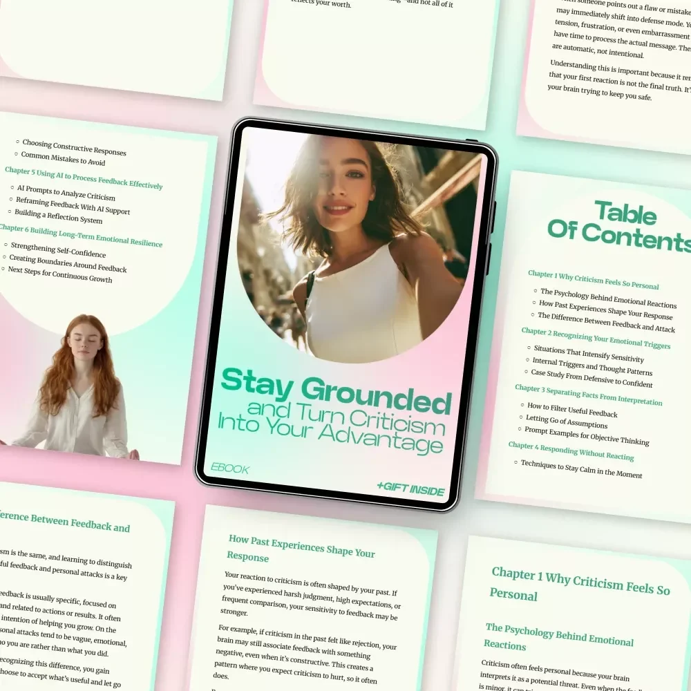 Stay Grounded and Turn Criticism Into Your Advantage – How to Handle Criticism Without Taking It Personally eBook Guide, Emotional Resilience & Confidence Builder