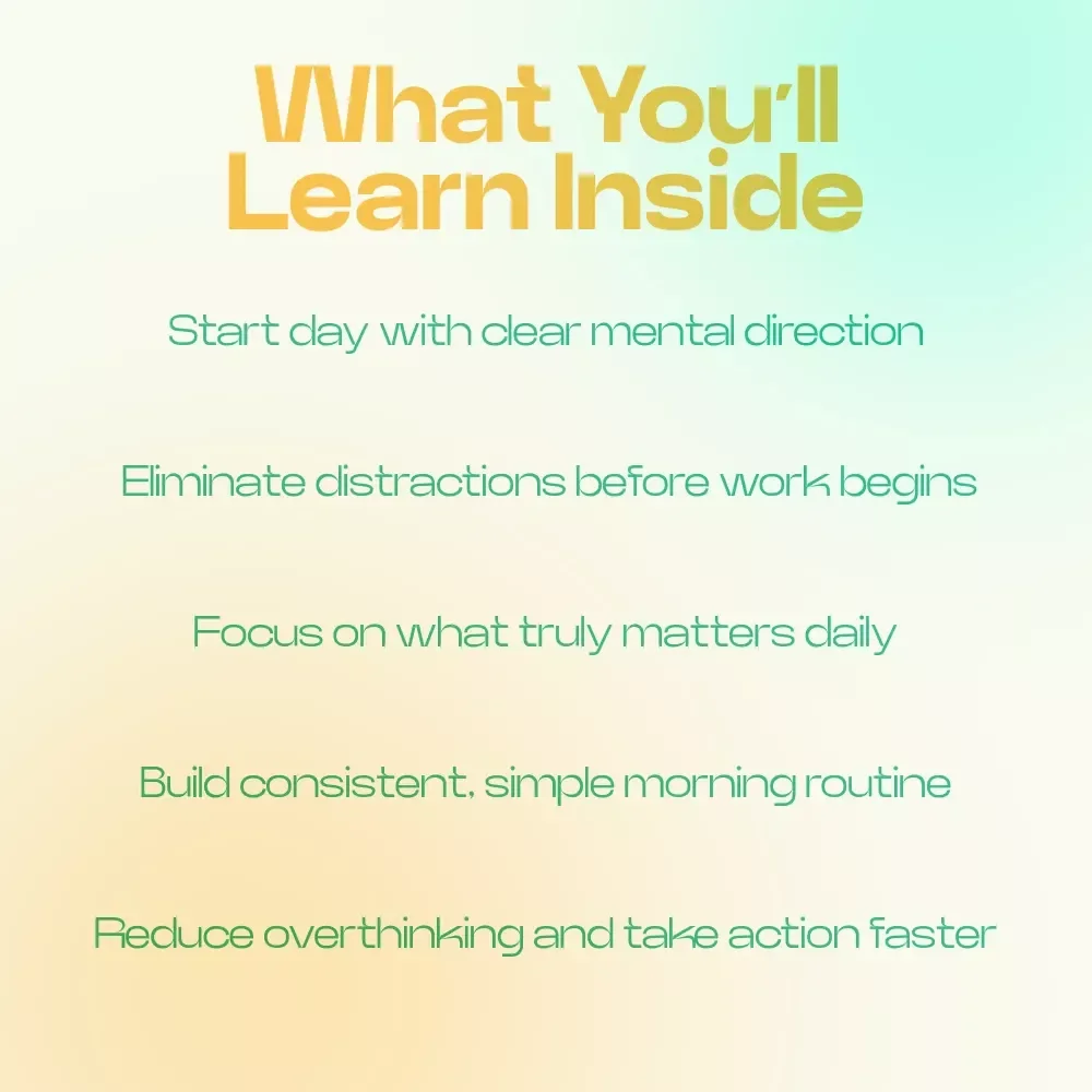 Morning Focus Starts With the Right Mindset – Morning Mindset Rituals for Focus Checklist, Daily Productivity Reset Guide, Intentional Morning Routine Planner
