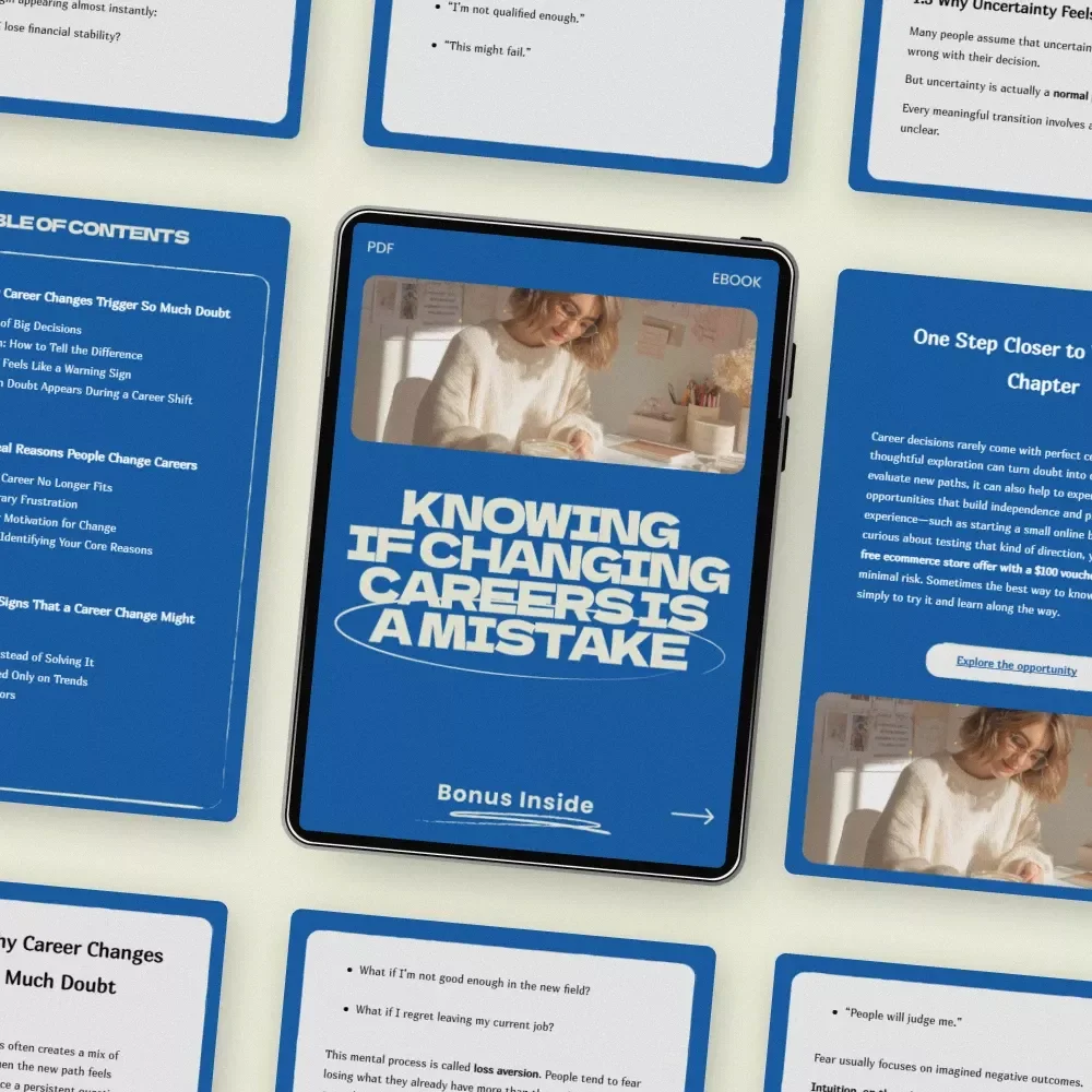 Knowing If Changing Careers Is a Mistake – eBook Guide | How to Know If You Are Making a Mistake Changing Careers | Career Decision Workbook & Self-Reflection Tool
