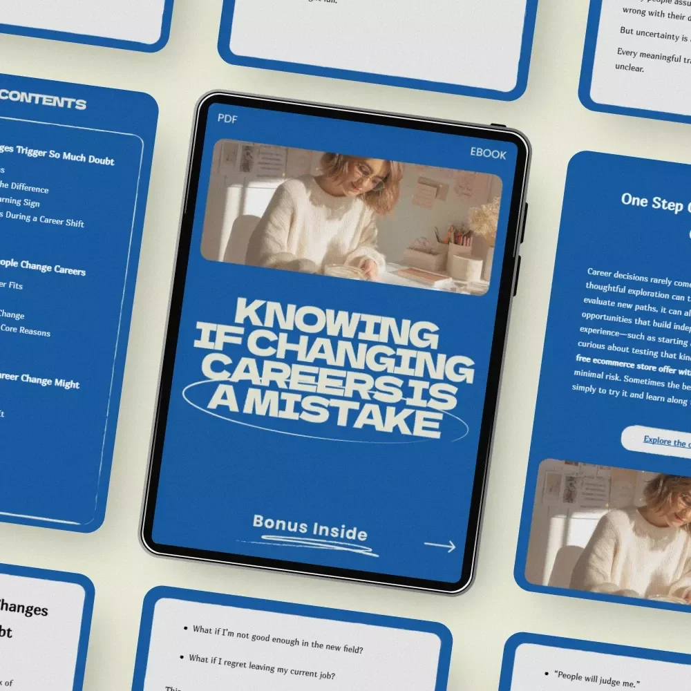 Knowing If Changing Careers Is a Mistake – eBook Guide | How to Know If You Are Making a Mistake Changing Careers | Career Decision Workbook & Self-Reflection Tool