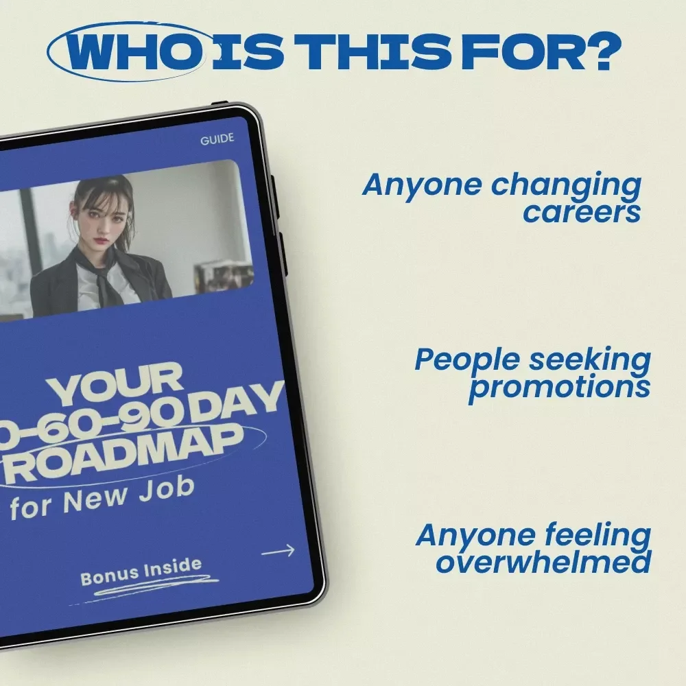 Your 30-60-90 Day Roadmap for New Job – Step-by-Step Guide on how to set up a 30 60 90 day plan for a new job, Career Success Planner, First 90 Days Strategy eBook