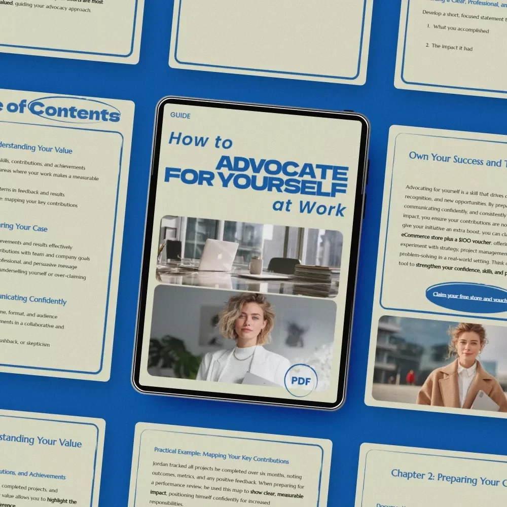 How to Advocate for Yourself at Work Guide | Professional Career Growth eBook, Confidence & Communication Checklist, how to advocate for yourself at work Resource