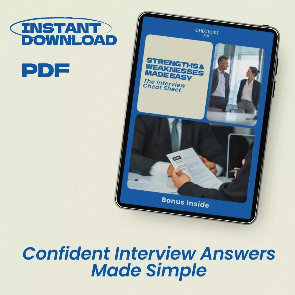 Strengths & Weaknesses Made Easy: The Interview Cheat Sheet – How to Answer What Are Your Strengths and Weaknesses | Job Interview Prep Checklist | Instant Download