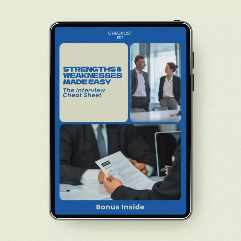 Strengths & Weaknesses Made Easy: The Interview Cheat Sheet – How to Answer What Are Your Strengths and Weaknesses | Job Interview Prep Checklist | Instant Download