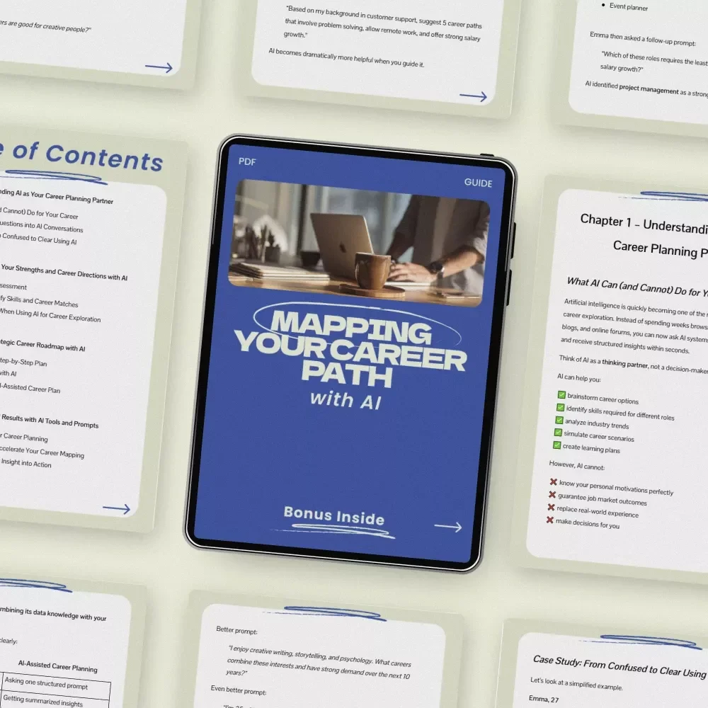 Mapping Your Career Path with AI – A Step-by-Step Guide on how to use ai to map your career path, Career Planning eBook, AI Career Strategy Workbook