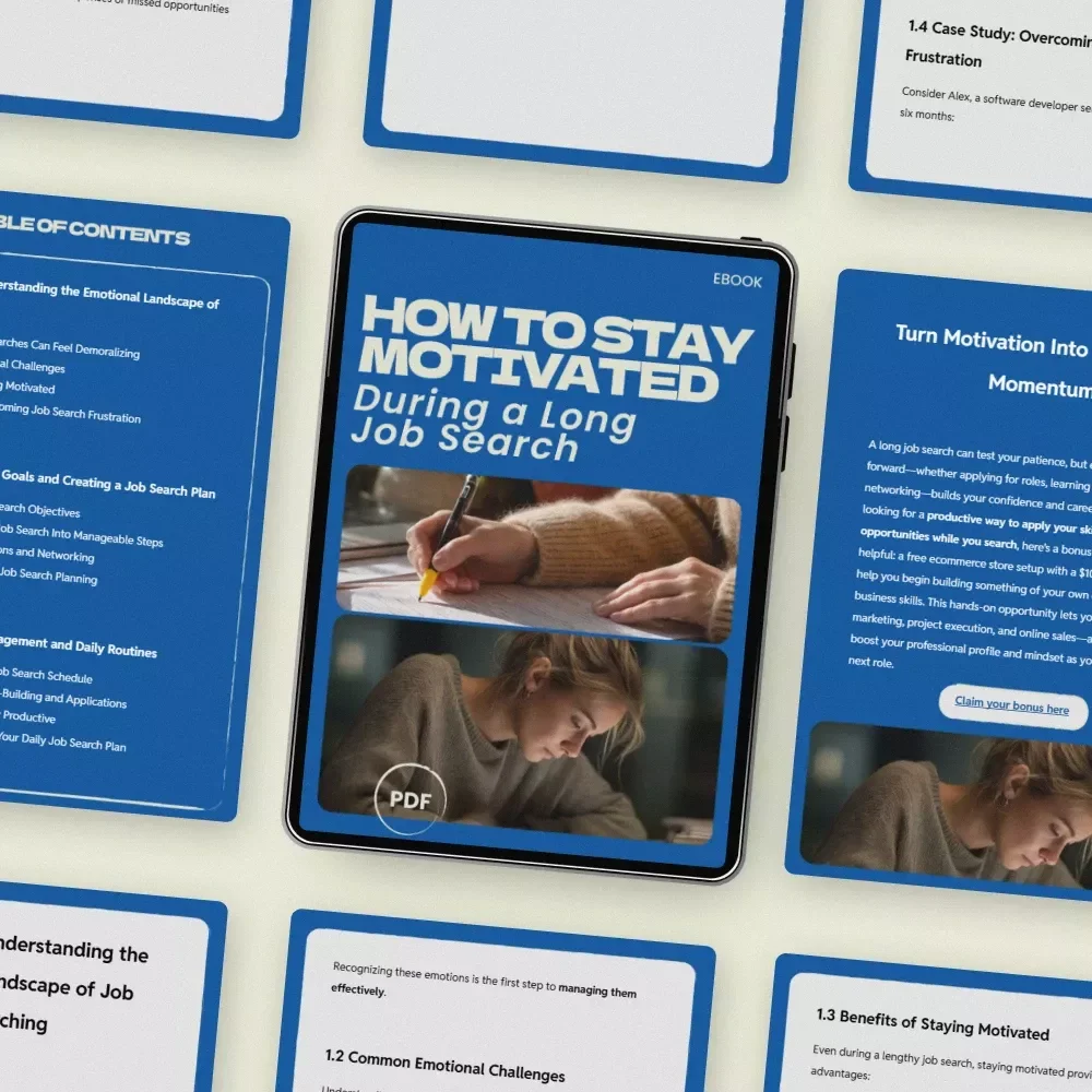 How to Stay Motivated During a Long Job Search – Digital eBook Guide, Career Mindset & Productivity Planner, Job Search Strategy Checklist, Motivation & Focus Toolkit
