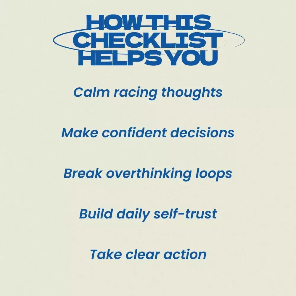 Quiet the Noise and Start Trusting Yourself Checklist – How to Stop Overthinking and Trust Yourself, Self-Trust Builder, Mindset Reset Guide
