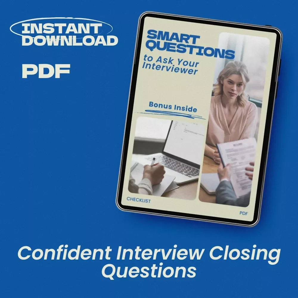 Smart Questions to Ask Your Interviewer – Ultimate Checklist of Questions to Ask the Interviewer at the End | Job Interview Prep Guide | Career Success Digital Download