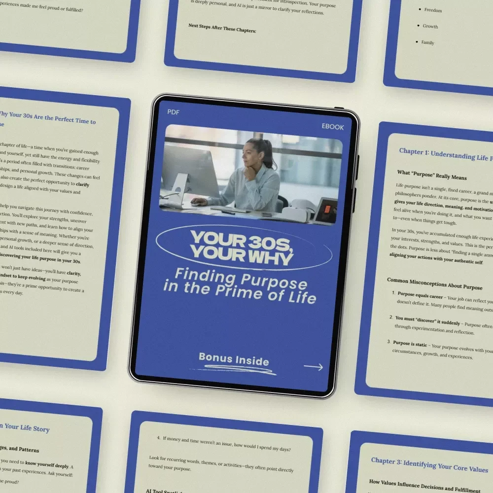 Your 30s, Your Why: Finding Purpose in the Prime of Life | how to find your life purpose in your 30s eBook Guide, Self-Discovery Workbook, Career Clarity Digital Download