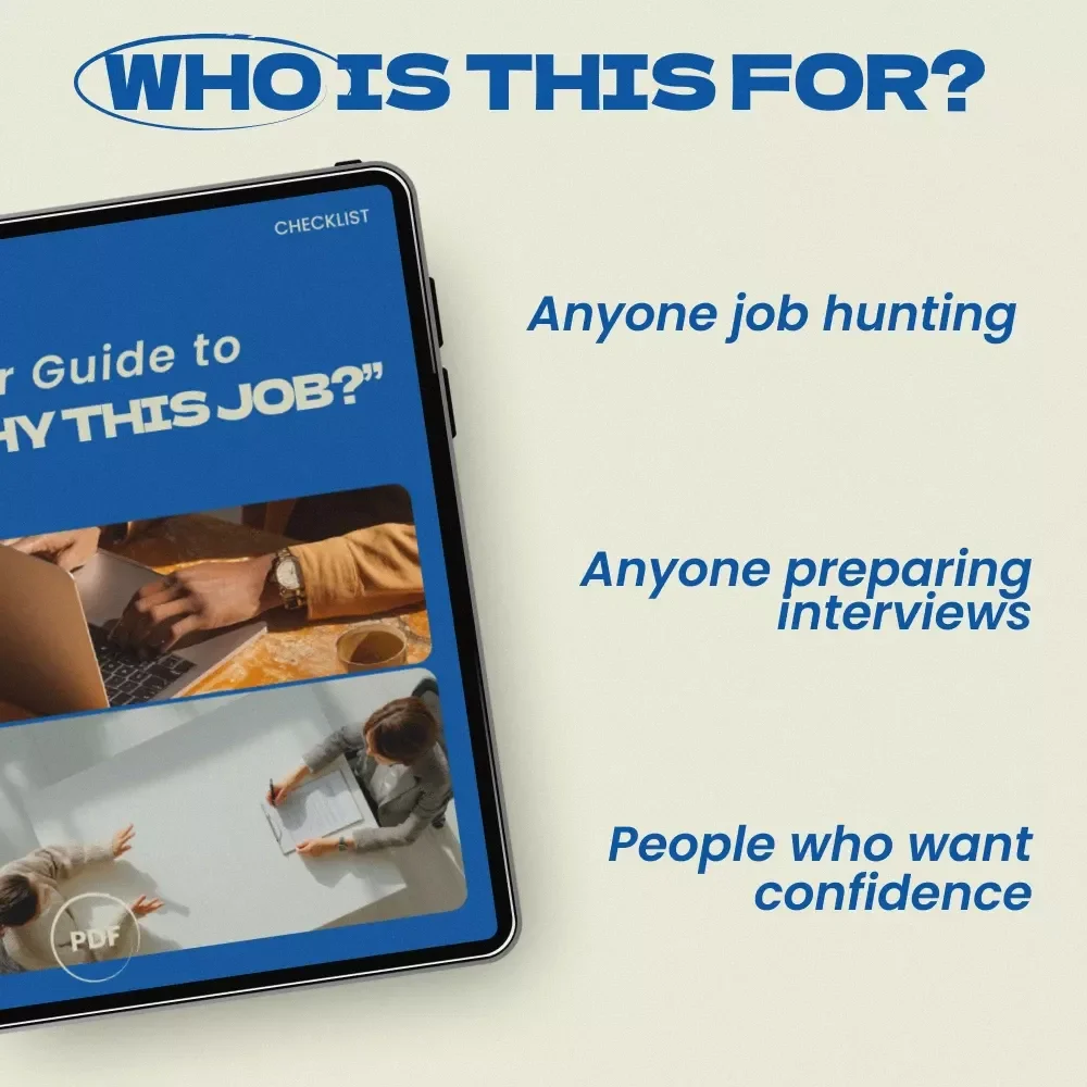 Your Guide to “Why This Job” Checklist – How to Answer Why Do You Want This Job | Interview Prep Digital Download | Job Interview Success Guide
