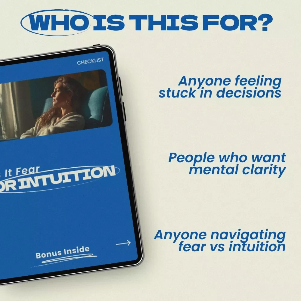 Is It Fear or Intuition Checklist – How to Know if Fear Is Intuition or Anxiety, Self-Discovery Guide, Decision Making Tool, Mental Clarity Workbook