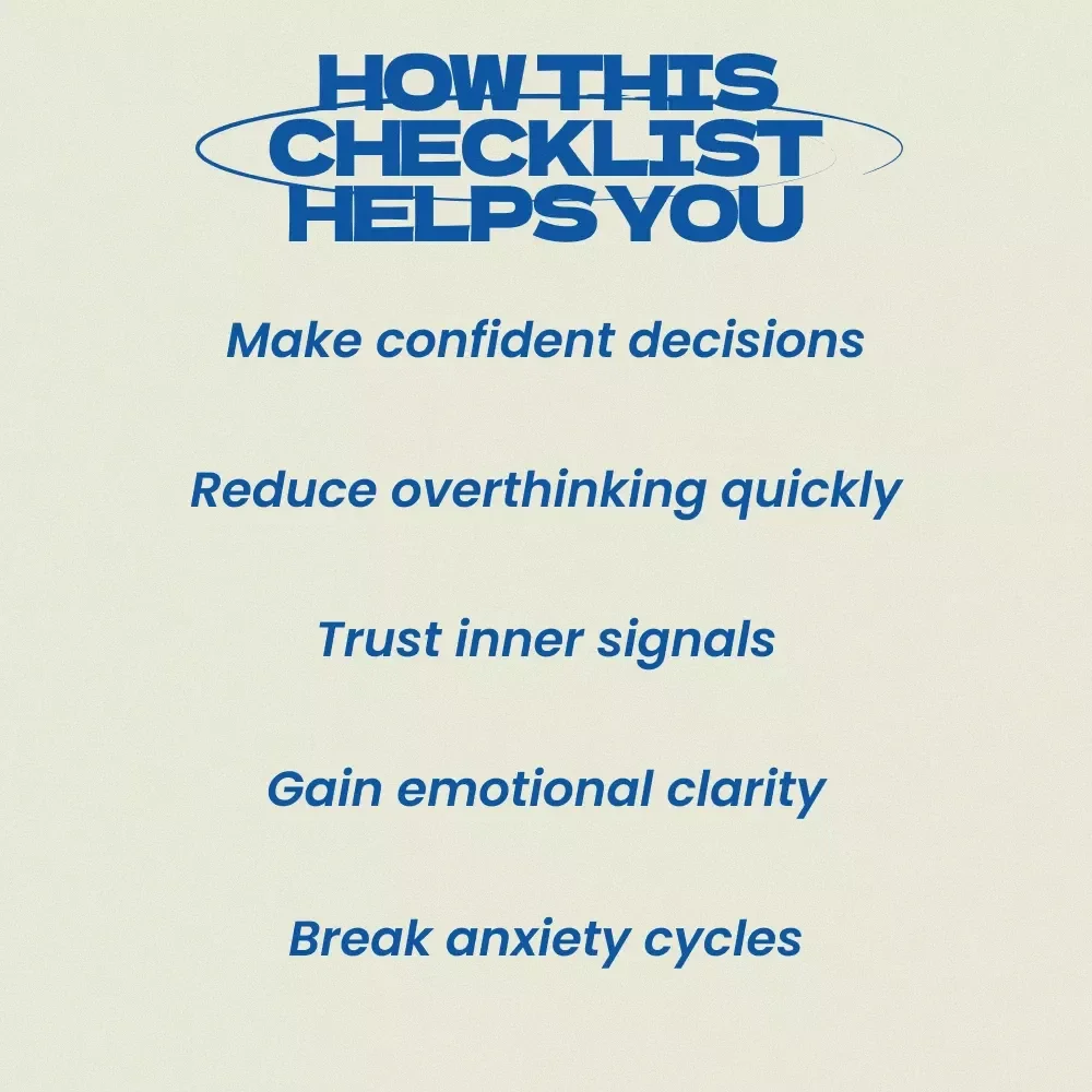 Is It Fear or Intuition Checklist – How to Know if Fear Is Intuition or Anxiety, Self-Discovery Guide, Decision Making Tool, Mental Clarity Workbook