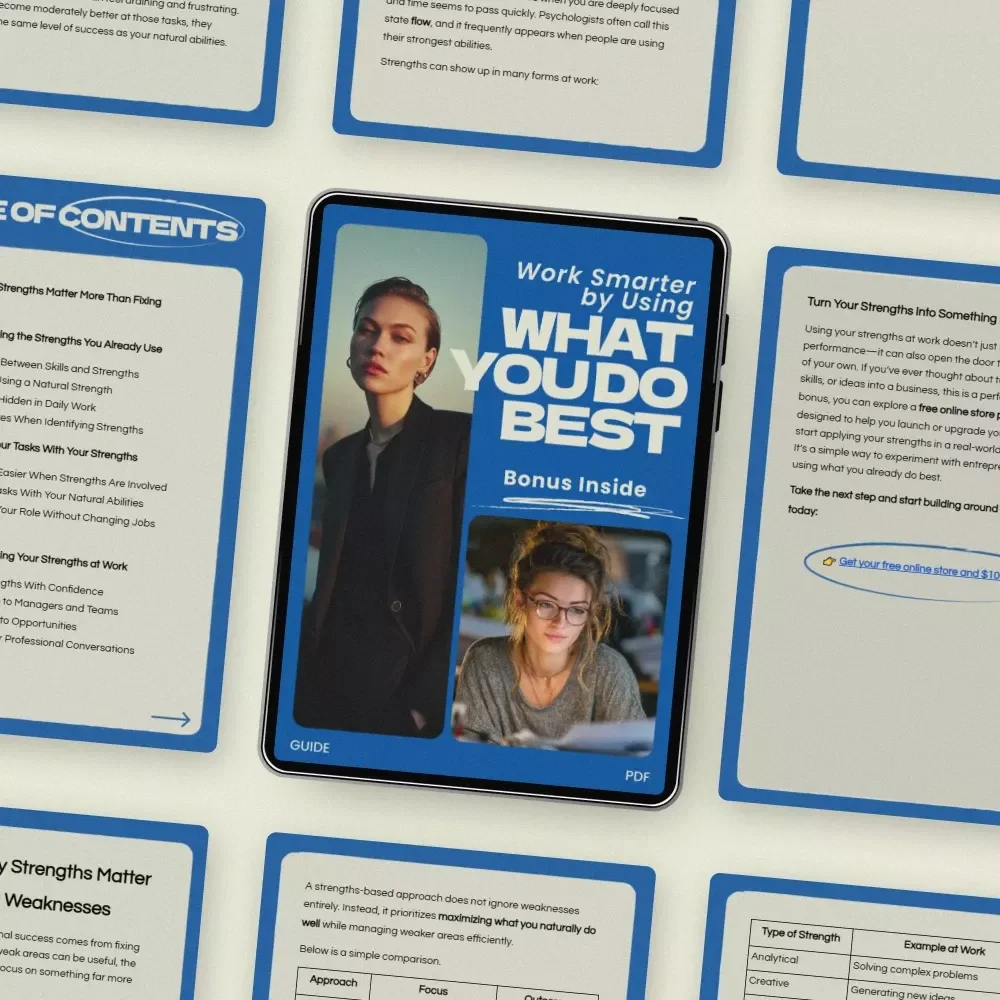 Work Smarter by Using What You Do Best – A Practical Guide on How to Use Your Strengths at Work for Career Growth, Productivity & Confidence (Digital Download)