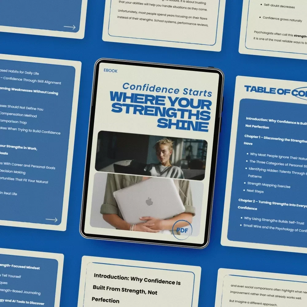 Confidence Starts Where Your Strengths Shine – eBook Guide on how to build confidence by using your strengths, Self-Discovery Workbook, Personal Growth Digital Download