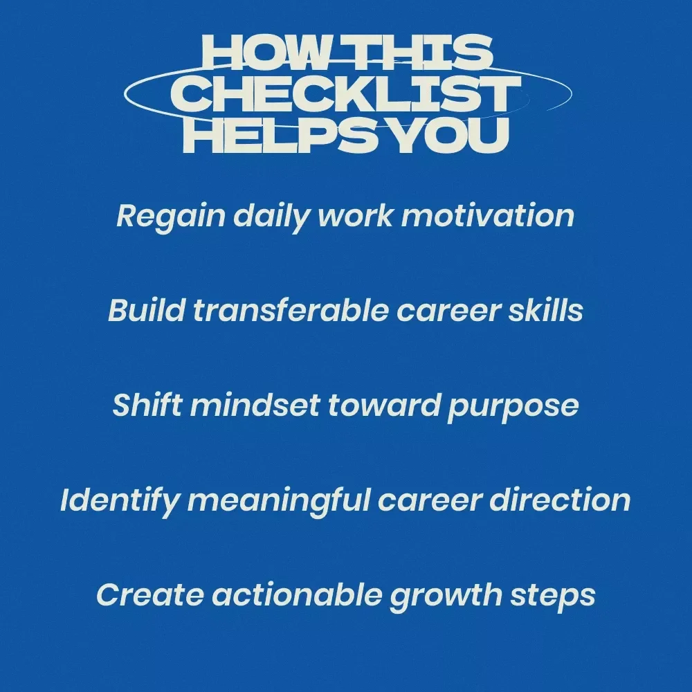 The Meaningful Work Reset Checklist – how to find purpose in a meaningless job, Career Clarity Digital Download, Productivity & Mindset Guide, Printable Self-Reflection Tool