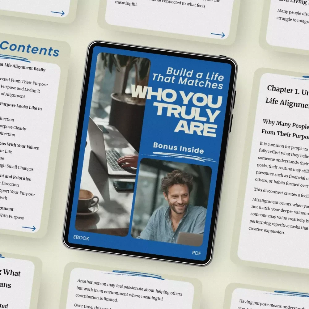 Build a Life That Matches Who You Truly Are – Digital Guide eBook Checklist for how to align your life with your purpose, Personal Growth Workbook, Purpose Clarity & Life Alignment Planner