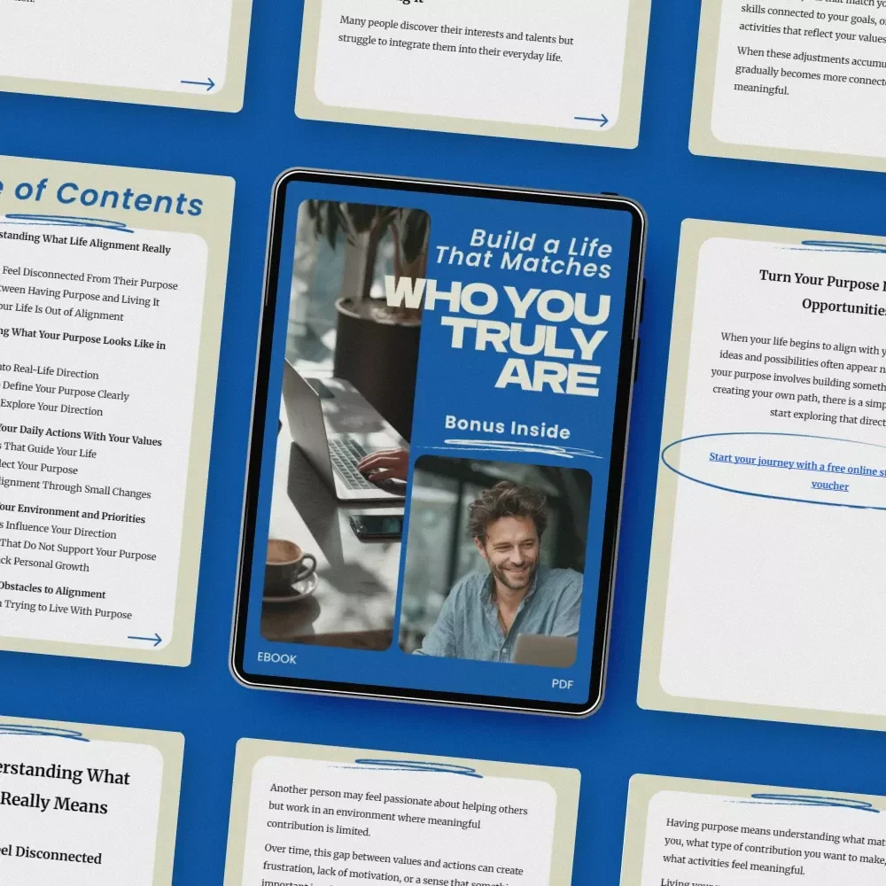 Build a Life That Matches Who You Truly Are – Digital Guide eBook Checklist for how to align your life with your purpose, Personal Growth Workbook, Purpose Clarity & Life Alignment Planner