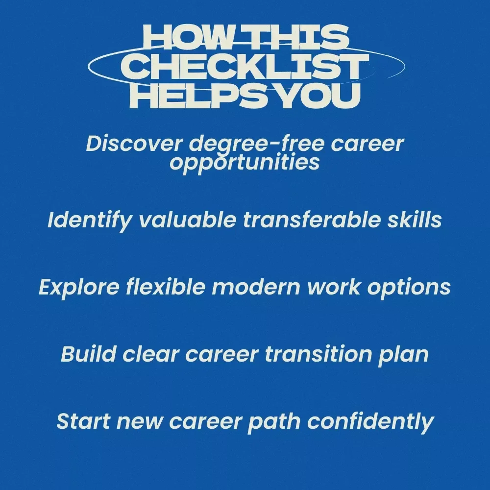 Career Change Ideas Without Going Back to College: A Practical Checklist | Digital Download Guide for Career Pivot, New Job Paths, Skill-Based Careers & Remote Work Opportunities