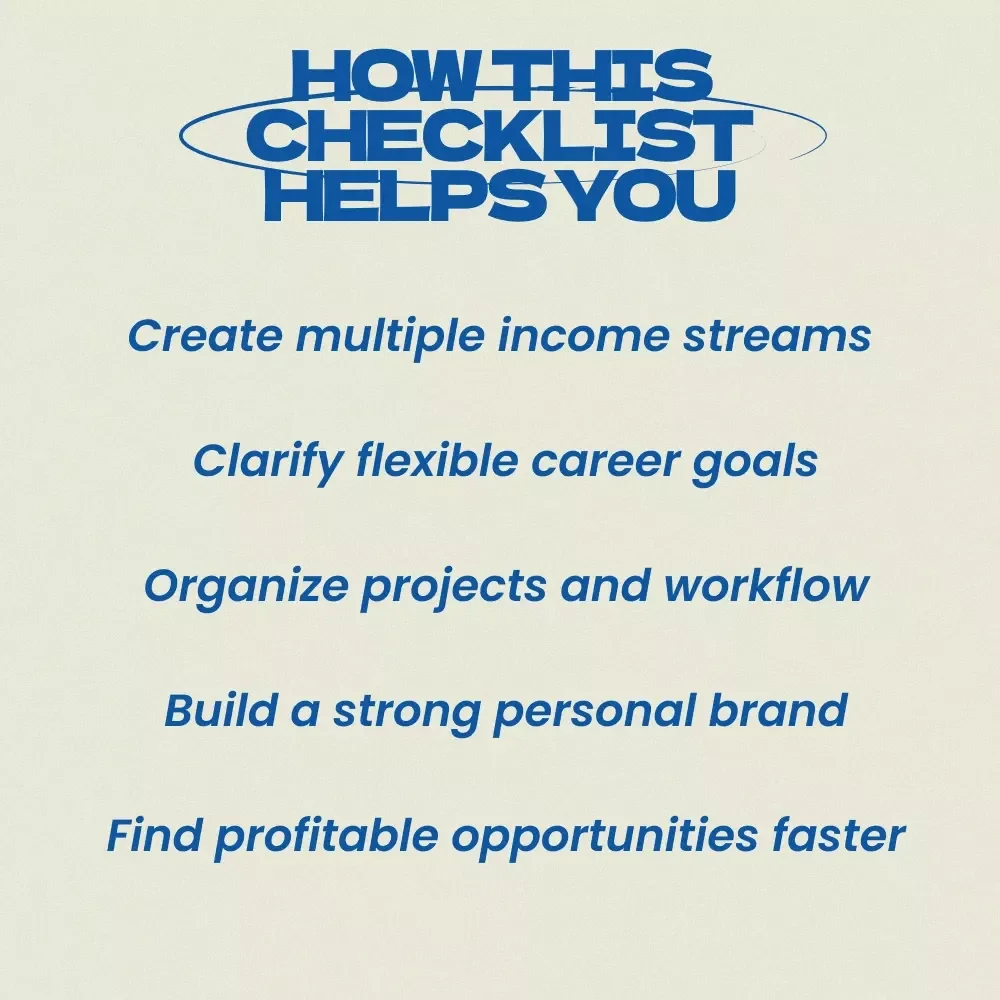 Designing Your Portfolio Career Checklist – How to Have a Portfolio Career, Multi-Income Career Planning Guide, Freelance & Side Hustle Strategy, Digital Download